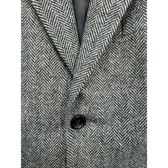 Stafford Mens Herringbone Wool Blazer Jacket Size 40R Gray Classic Academia - Picture 2 of 15